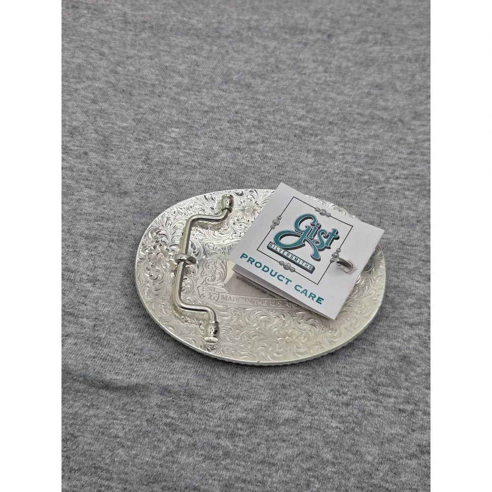 Gist Sterling Silver Overlay NCHA Cutting Horse Rodeo Trophy Belt Buckle NWT